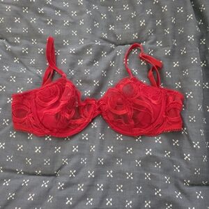 Red Bow Lace Bra